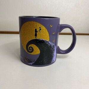 HALLOWEEN Disney Nightmare Before Christmas Coffee Mug GOLD GLITTER Purple 20oz